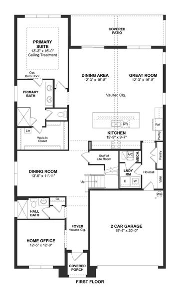 2D floor plan layout for the Santa Fe by K. Hovnanian® Homes in Salerno Reserve - Single Family, Stuart, FL (Image 4).