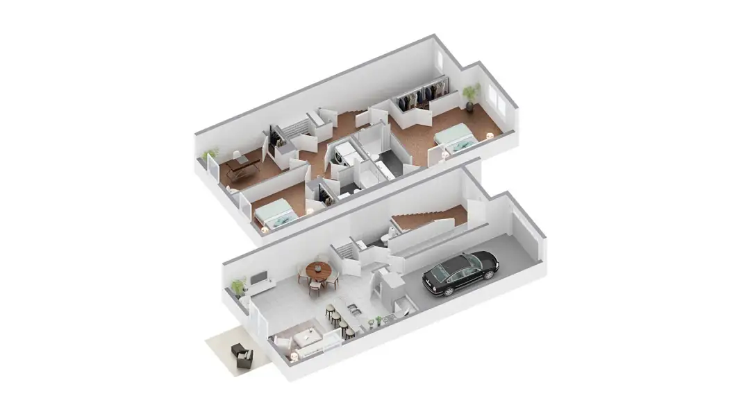 2D floor plan layout for the Pearson by D.R. Horton in Hawthorne Ranch Townhomes, Lakeland, FL (Image 5).