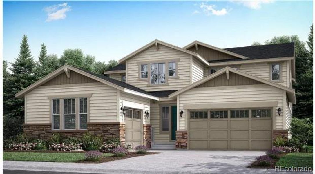 Front exterior of a new home in Willow Bend: The Grand Collection, Thornton, CO, highlighting curb appeal (Image 1). Front exterior of a new home in Willow Bend: The Grand Collection, Thornton, CO, highlighting curb appeal (Image 1).