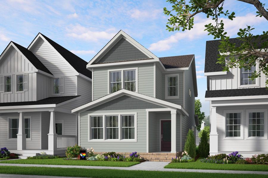 Front exterior of a new home in The Preserve at Marks Creek, Knightdale, NC, highlighting curb appeal (Image 1). Front exterior of a new home in The Preserve at Marks Creek, Knightdale, NC, highlighting curb appeal (Image 1).