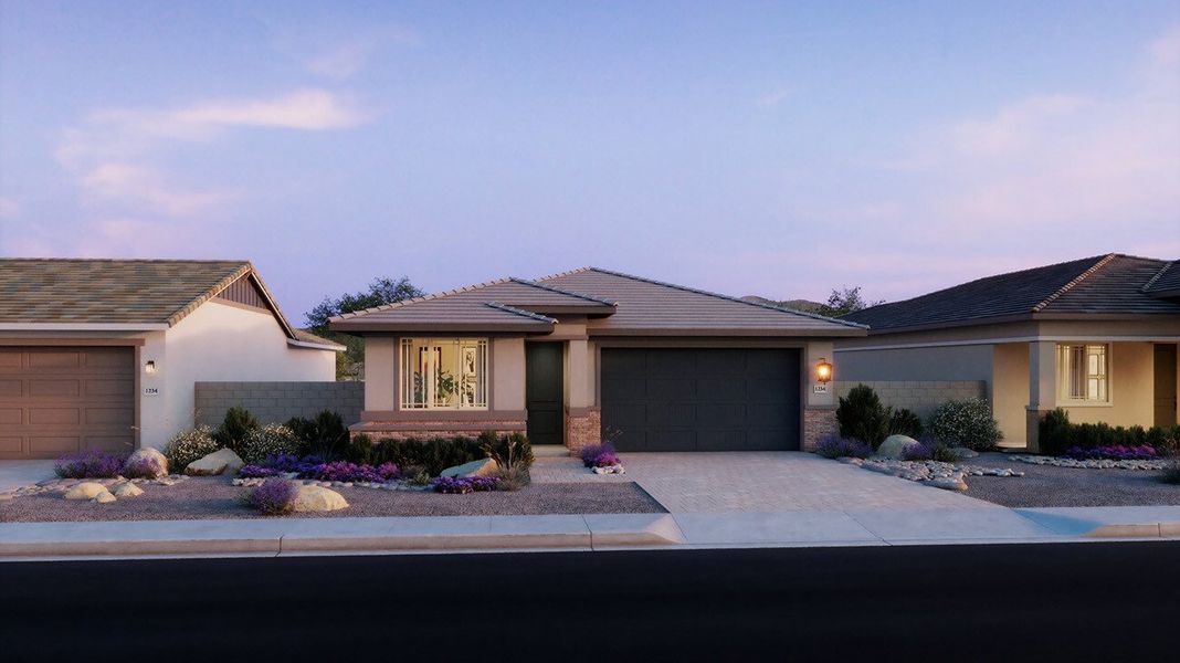 Representative exterior photo of a completed home built from the 3501 by Risewell Homes in North Creek, Queen Creek, AZ (Image 3).