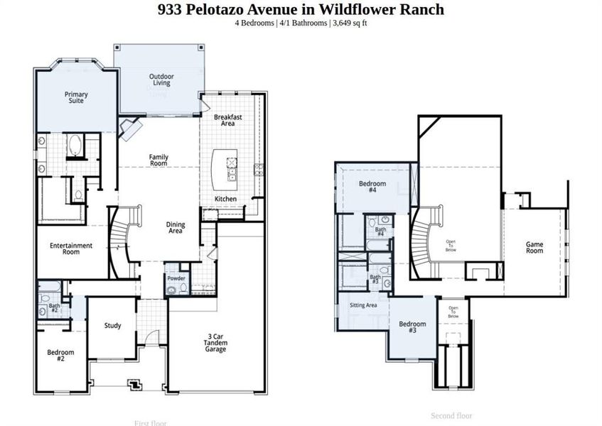 2D floor plan layout of this home in Wildflower Ranch, Dish, TX (Image 2).