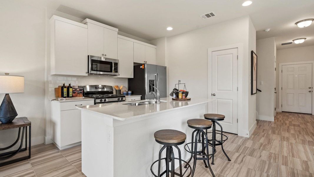 Furnished interior view inside a new home in Saddle Creek Twinhomes, Georgetown (Image 8). Furnished interior view inside a new home in Saddle Creek Twinhomes, Georgetown (Image 8).