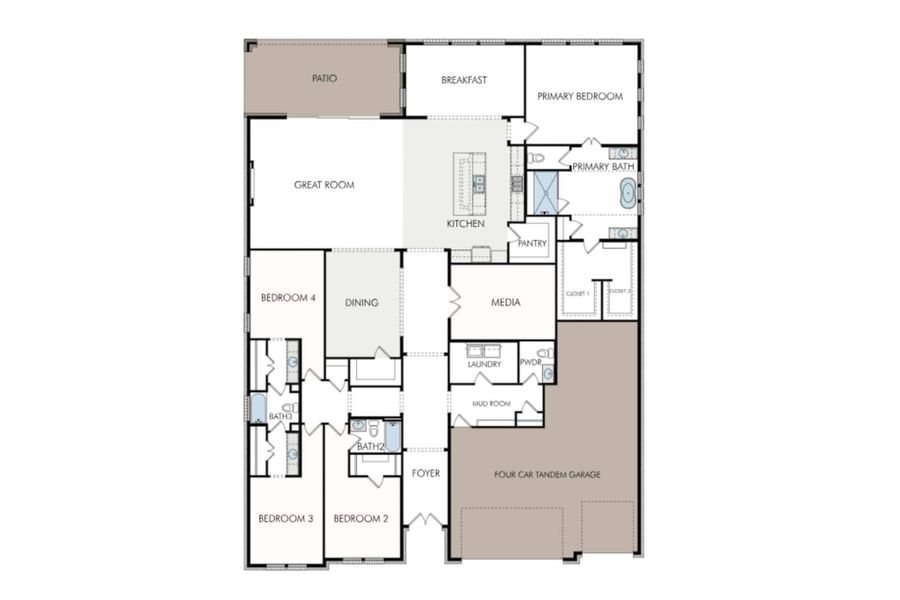 2D floor plan layout for the Nelson 6141 by GFO Home in Highland Crossing, Celina, TX (Image 3).