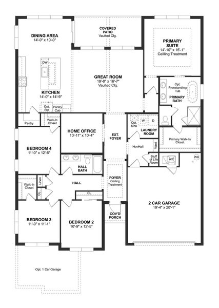 2D floor plan layout for the Barcelona by K. Hovnanian® Homes in Citrus Cove, Vero Beach, FL (Image 3).