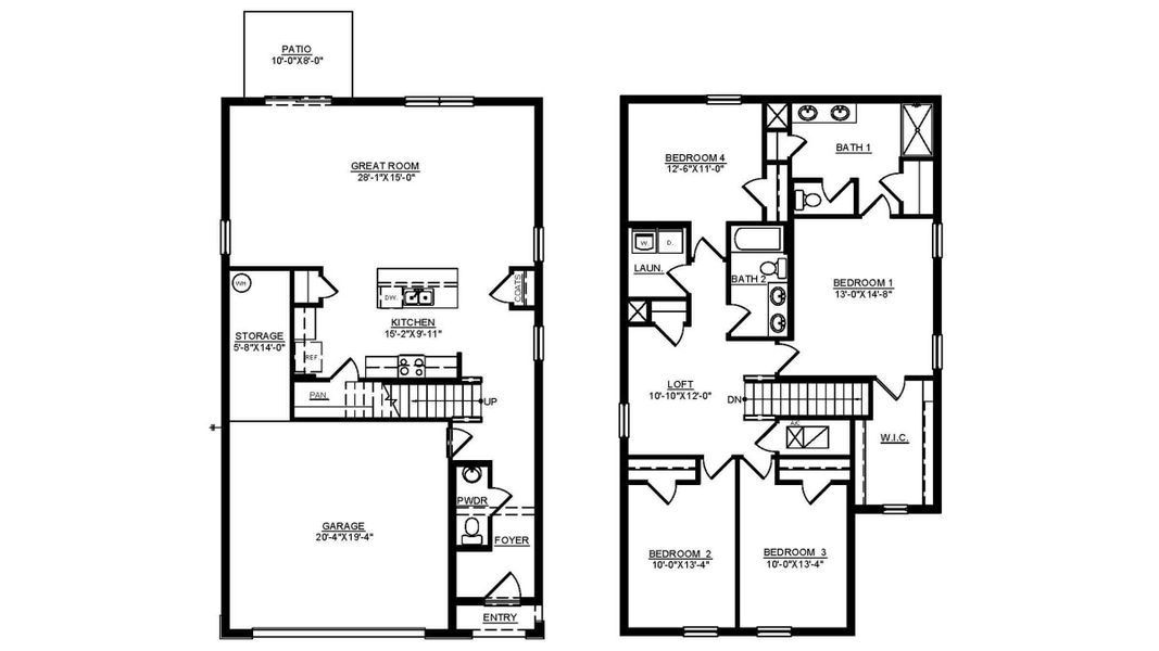 2D floor plan layout for the Elston II by D.R. Horton in Farm at Varrea, Plant City, FL (Image 3).