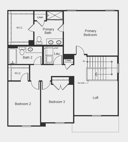 2D floor plan layout for the Plan 1896 by KB Home in Freeman Farms, Youngsville, NC (Image 4).
