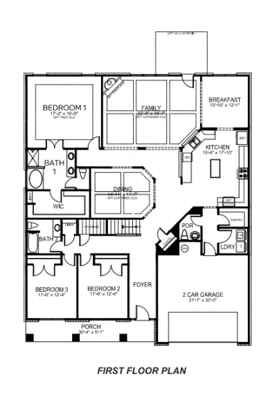 2D floor plan layout for the Oxford by D.R. Horton in Pinebrook, Woodruff, SC (Image 3).
