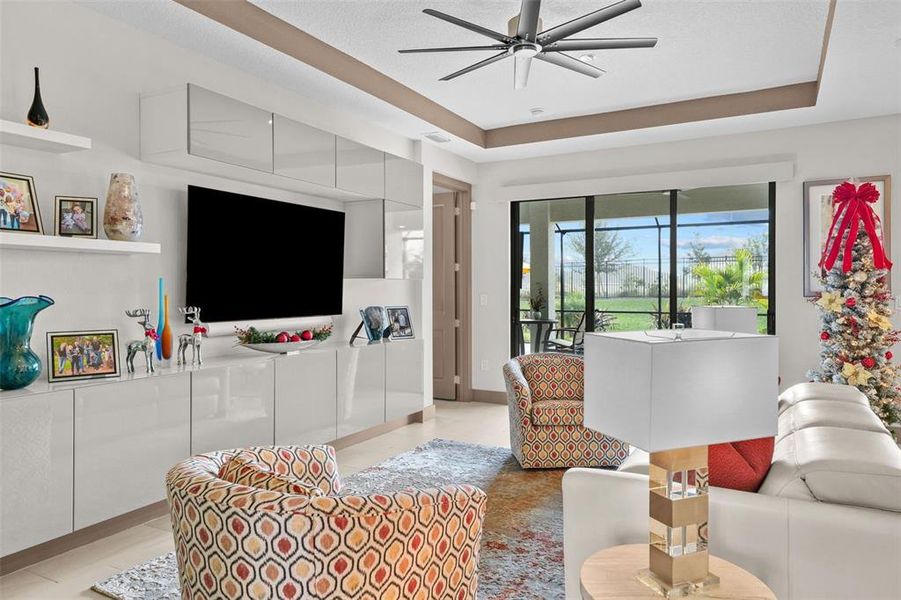 Family Room w/Built In Cabinetry