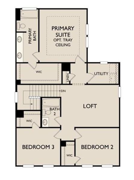 2D floor plan layout of this home in The Cottages at Lariat, Liberty Hill, TX (Image 3).