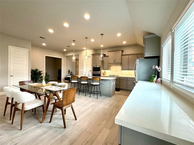 Dining area with buffet cabinets