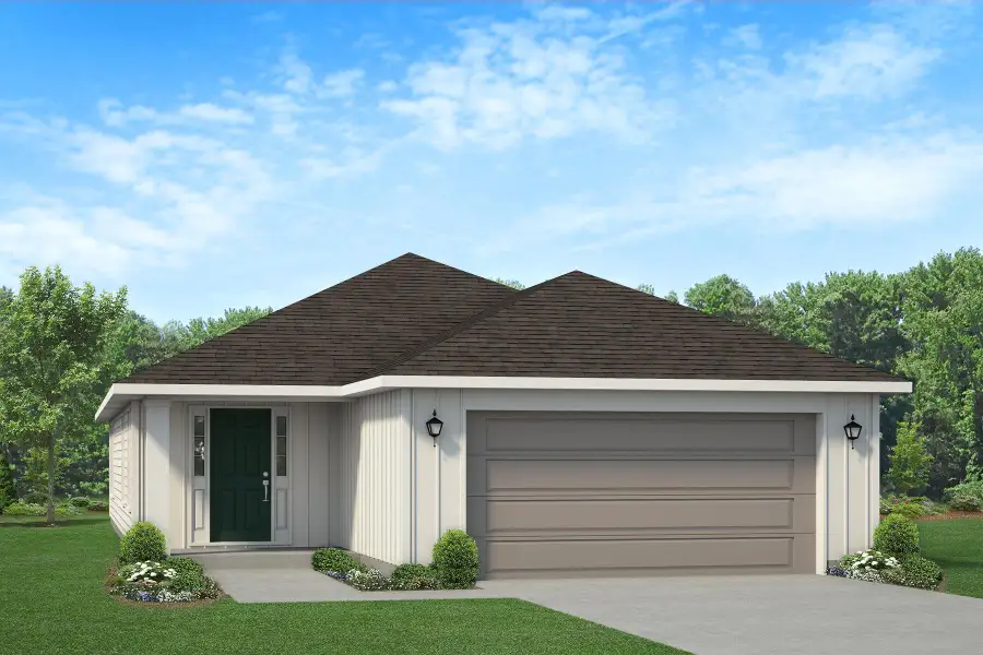 Representative exterior photo of a completed home built from the Plan 1317 by Adams Homes in Turtle Creek, Cantonment, FL (Image 14). Representative exterior photo of a completed home built from the Plan 1317 by Adams Homes in Turtle Creek, Cantonment, FL (Image 14).