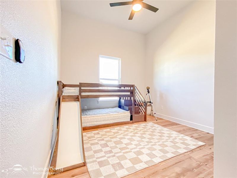 Large secondary bedroom with vaulted ceilings!