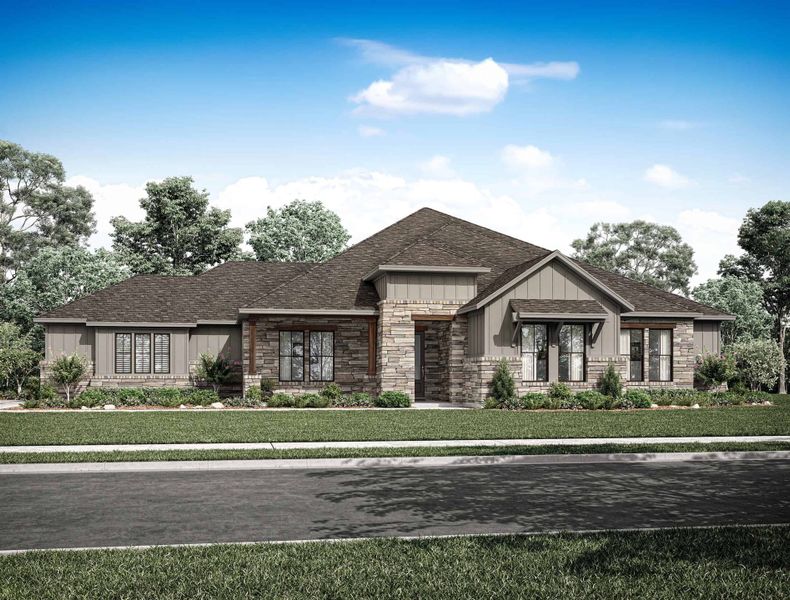 Representative exterior photo of a completed home built from the 3778 by Gracepoint Homes in Chapel Bend, Montgomery, TX (Image 1). Representative exterior photo of a completed home built from the 3778 by Gracepoint Homes in Chapel Bend, Montgomery, TX (Image 1).