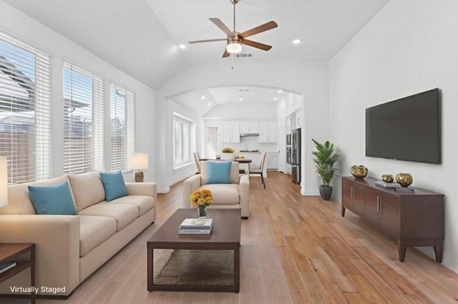 Staged living and dining areas featuring abundant natural light, elegant finishes, and seamless flow, perfect for both relaxing and entertaining. Staged living and dining areas featuring abundant natural light, elegant finishes, and seamless flow, perfect for both relaxing and entertaining.