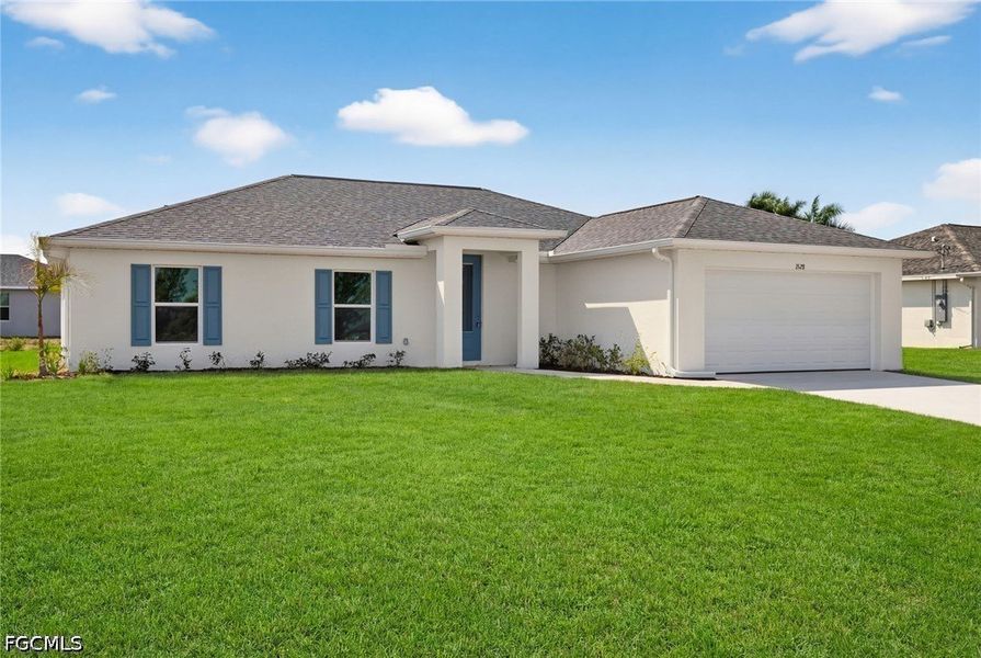 Front exterior of a new home in Cape Coral, Cape Coral, FL, highlighting curb appeal (Image 2). Front exterior of a new home in Cape Coral, Cape Coral, FL, highlighting curb appeal (Image 2).