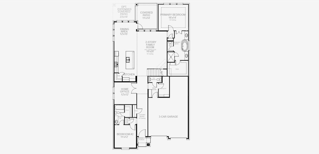 2D floor plan layout for the 2942H by Perry Homes in Trinity Falls At Province Woods 50', McKinney, TX (Image 5).