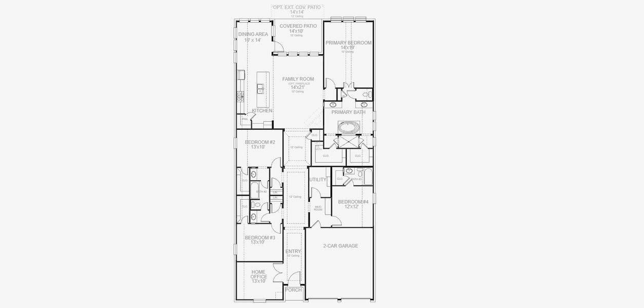2D floor plan layout for the 2574W by Perry Homes in Walsh Ranch 50', Aledo, TX (Image 5).