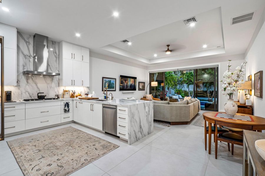 Kitchen/family room area.