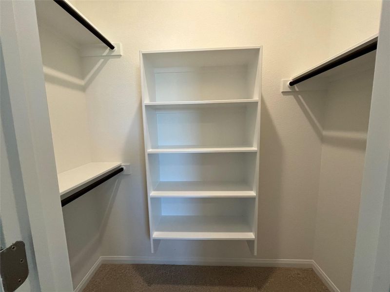 Upstairs walk in closet. For demonstration purposes only. This will be the same interior layout. Colors can vary.