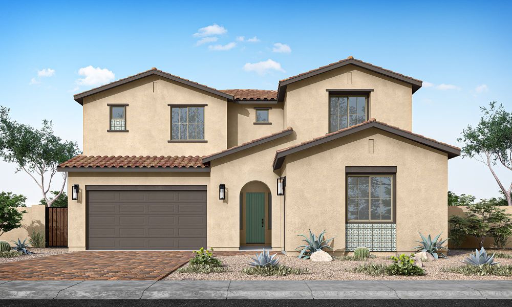 Representative exterior photo of a completed home built from the Ventana Plan 4507 by Tri Pointe Homes in Soleo, San Tan Valley, AZ (Image 22).