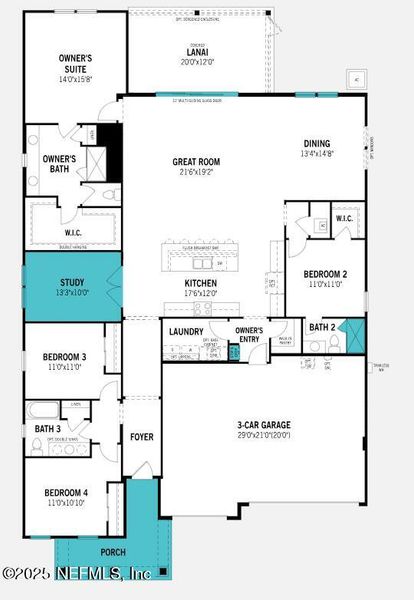 2D floor plan layout of this home in RiverTown - Forest, St. Johns, FL (Image 1).