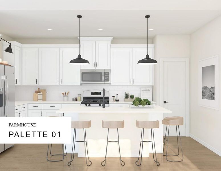 Farmhouse Look Palette 1 Selection Sheet (*Artist rendering used for illustration purposes only.) Farmhouse Look Palette 1 Selection Sheet (*Artist rendering used for illustration purposes only.)