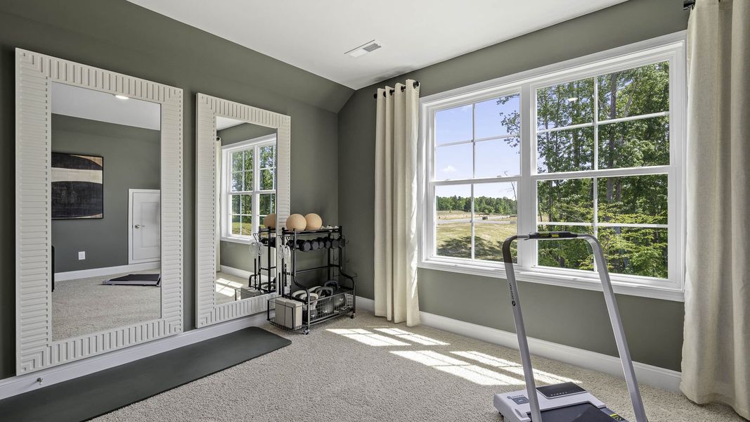 Furnished interior view inside a new home in The Villas at Kinsley, Jamestown (Image 20). Furnished interior view inside a new home in The Villas at Kinsley, Jamestown (Image 20).