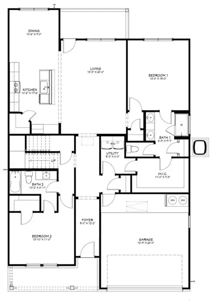 2D floor plan layout for the Palo Duro by Flintrock Builder in Rancho San Gabriel, Georgetown, TX (Image 3).