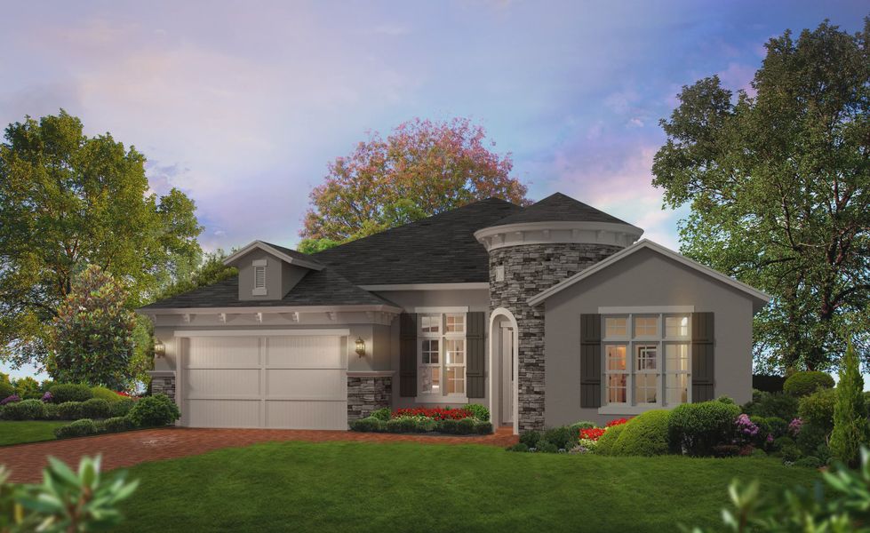 Representative exterior photo of a completed home built from the Costa Mesa by ICI Homes in Plantation Bay, Ormond Beach, FL (Image 7). Representative exterior photo of a completed home built from the Costa Mesa by ICI Homes in Plantation Bay, Ormond Beach, FL (Image 7).