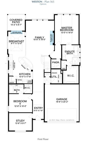 2D floor plan layout for the Weston by Landon Homes in Lexington Frisco, Frisco, TX (Image 23).