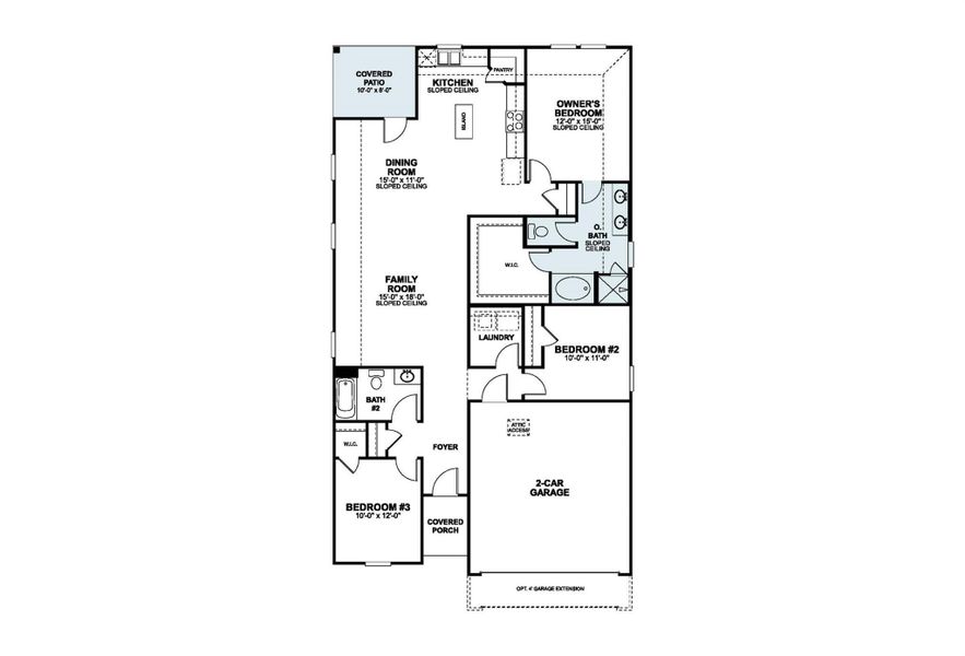 2D floor plan layout of this home in Cascades at Onion Creek, Austin, TX (Image 3).