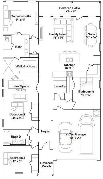 2D floor plan layout of this home in Canterra Creek, Rosharon, TX (Image 3). 2D floor plan layout of this home in Canterra Creek, Rosharon, TX (Image 3).