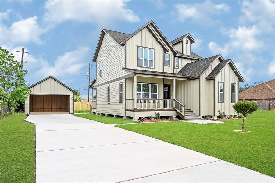 extended driveway and garage