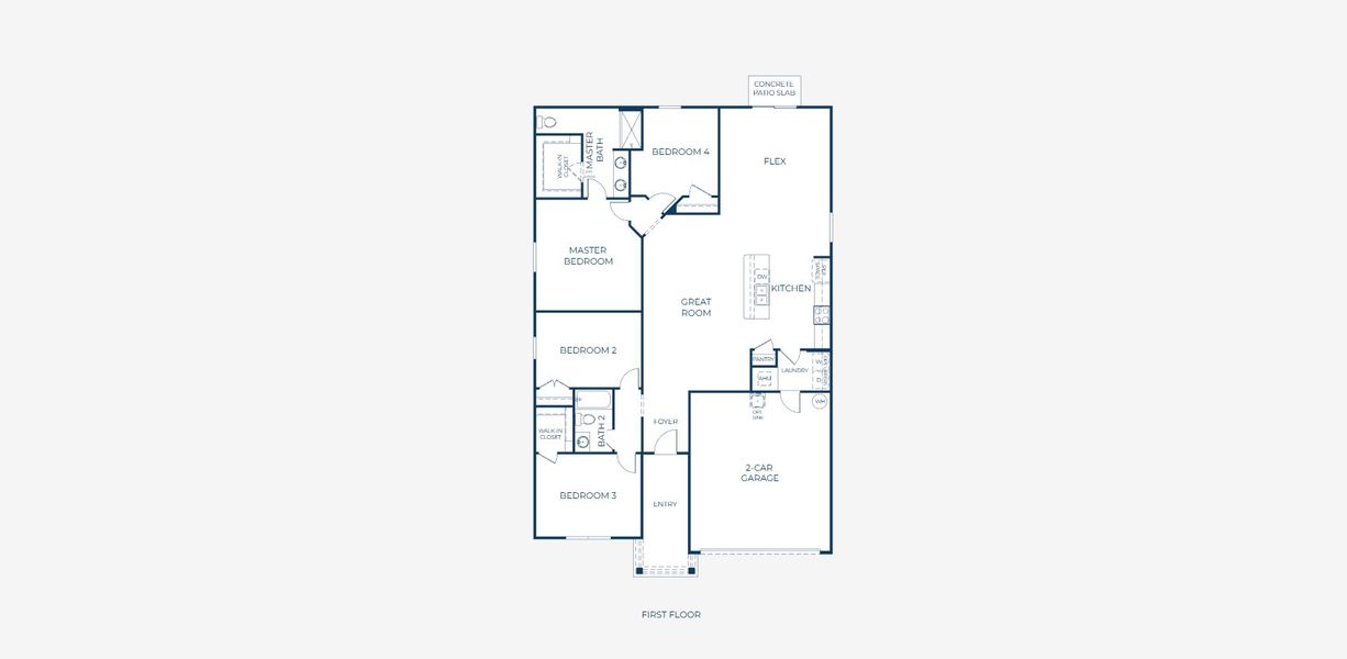2D floor plan layout for the Maple by Maronda Homes in Oakstone Farms, Leesburg, FL (Image 5).