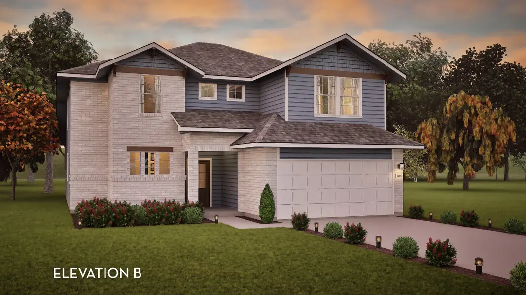 Representative exterior photo of a completed home built from the San Marcos by CastleRock Communities in Hickory Ridge Estates, Elmendorf, TX (Image 2).