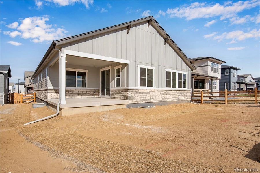 Exterior details and patio area of a home in Prelude at The Aurora Highlands, Aurora (Image 22). Exterior details and patio area of a home in Prelude at The Aurora Highlands, Aurora (Image 22).