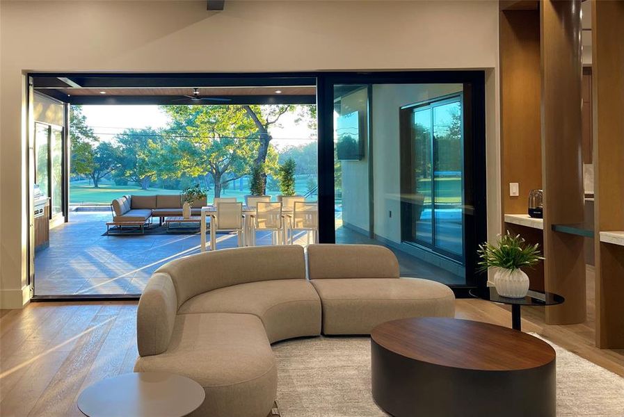 Living area featuring wood finished floors