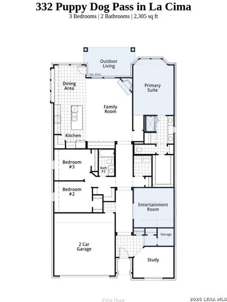 2D floor plan layout of this home in La Cima, San Marcos, TX (Image 3).