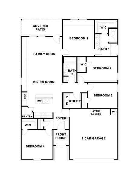 2D floor plan layout for the The Elgin by D.R. Horton in Revelry, Del Valle, TX (Image 3).