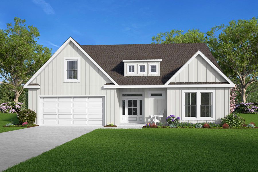 Representative exterior photo of a completed home built from the May by Hunter Quinn Homes in Autumn Mill, Seneca, SC (Image 5). Representative exterior photo of a completed home built from the May by Hunter Quinn Homes in Autumn Mill, Seneca, SC (Image 5).