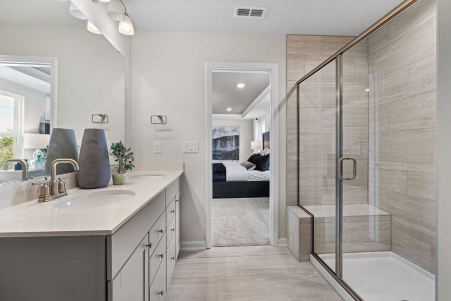 Furnished interior view inside a new home in Huxley, Apex (Image 9). Furnished interior view inside a new home in Huxley, Apex (Image 9).