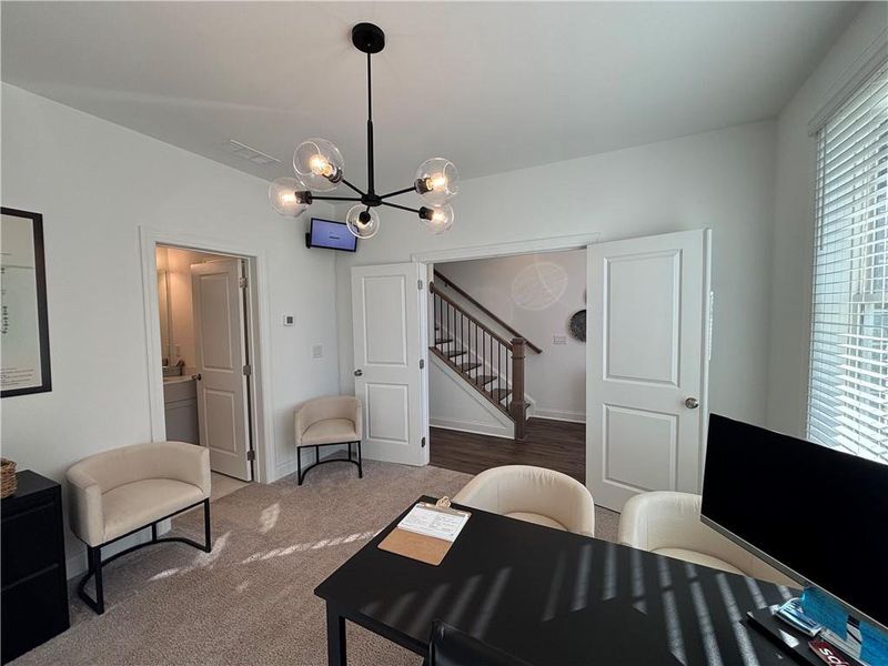 Furnished interior view inside a new home in Brackley Townhomes, Cumming (Image 27). Furnished interior view inside a new home in Brackley Townhomes, Cumming (Image 27).
