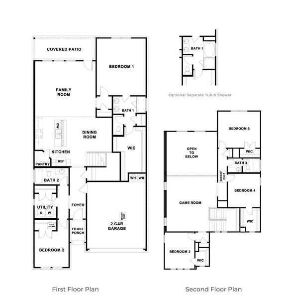 2D floor plan layout of this home in Rosenbusch Ranch, Leander, TX (Image 2).
