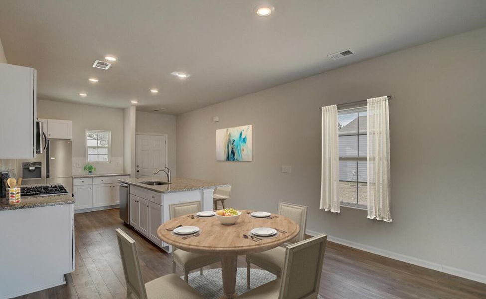 Furnished interior view inside a new home in Lindera Preserve at Cane Bay Plantation: American Dream Series - Ph 15, Summerville (Image 3). Furnished interior view inside a new home in Lindera Preserve at Cane Bay Plantation: American Dream Series - Ph 15, Summerville (Image 3).