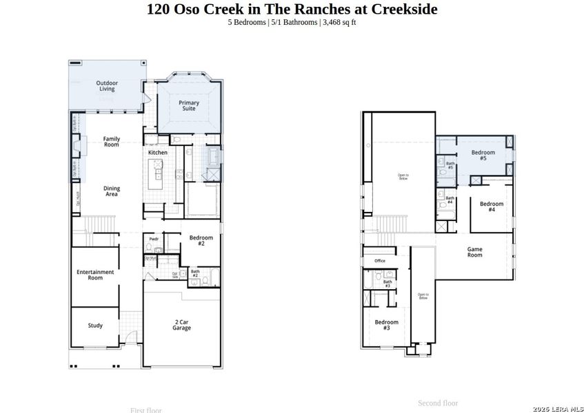 2D floor plan layout of this home in The Ranches at Creekside, Boerne, TX (Image 4).