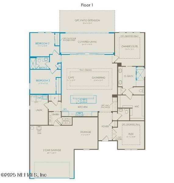 2D floor plan layout of this home in Del Webb Saint Johns, St. Johns, FL (Image 3).