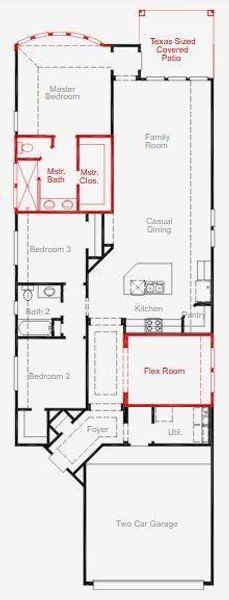 2D floor plan layout of this home in Two Step Farm, Montgomery, TX (Image 3).