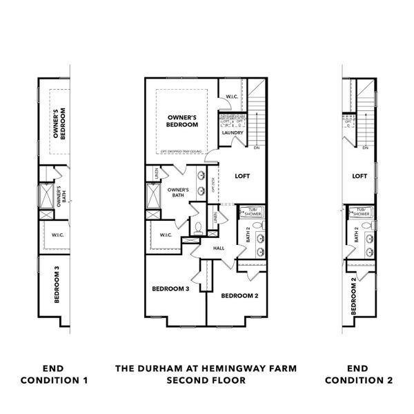 2D floor plan layout for the The Durham A by Davidson Homes LLC in Hemingway, Cumming, GA (Image 3).