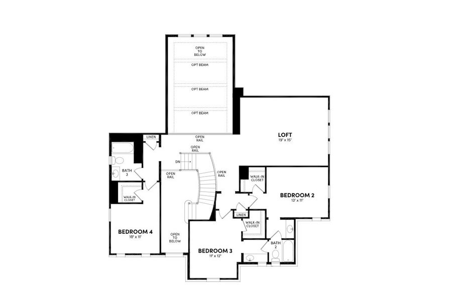 2D floor plan layout for the Broussard by Brookfield Residential in Elyson, Katy, TX (Image 4).